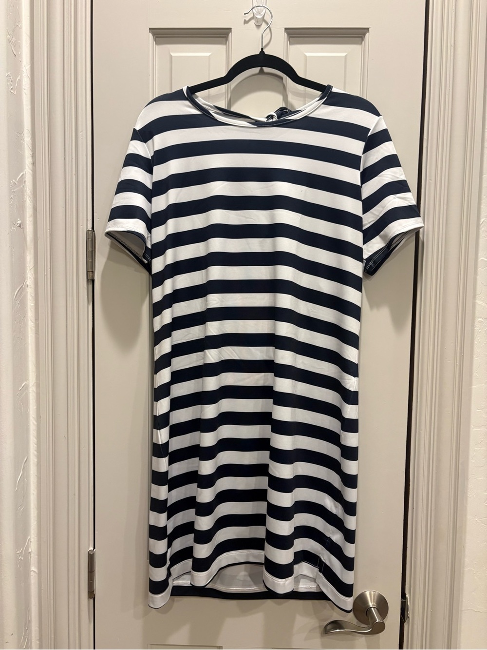 Dudley Stephens Striped Navy & White Casual T-Shirt Dress - size XL